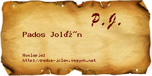 Pados Jolán névjegykártya